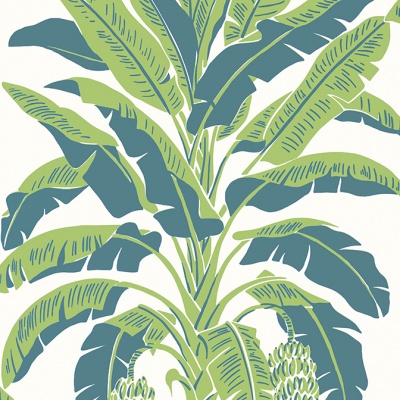 Thibaut Banana Tree Wallpaper in Green & Blue